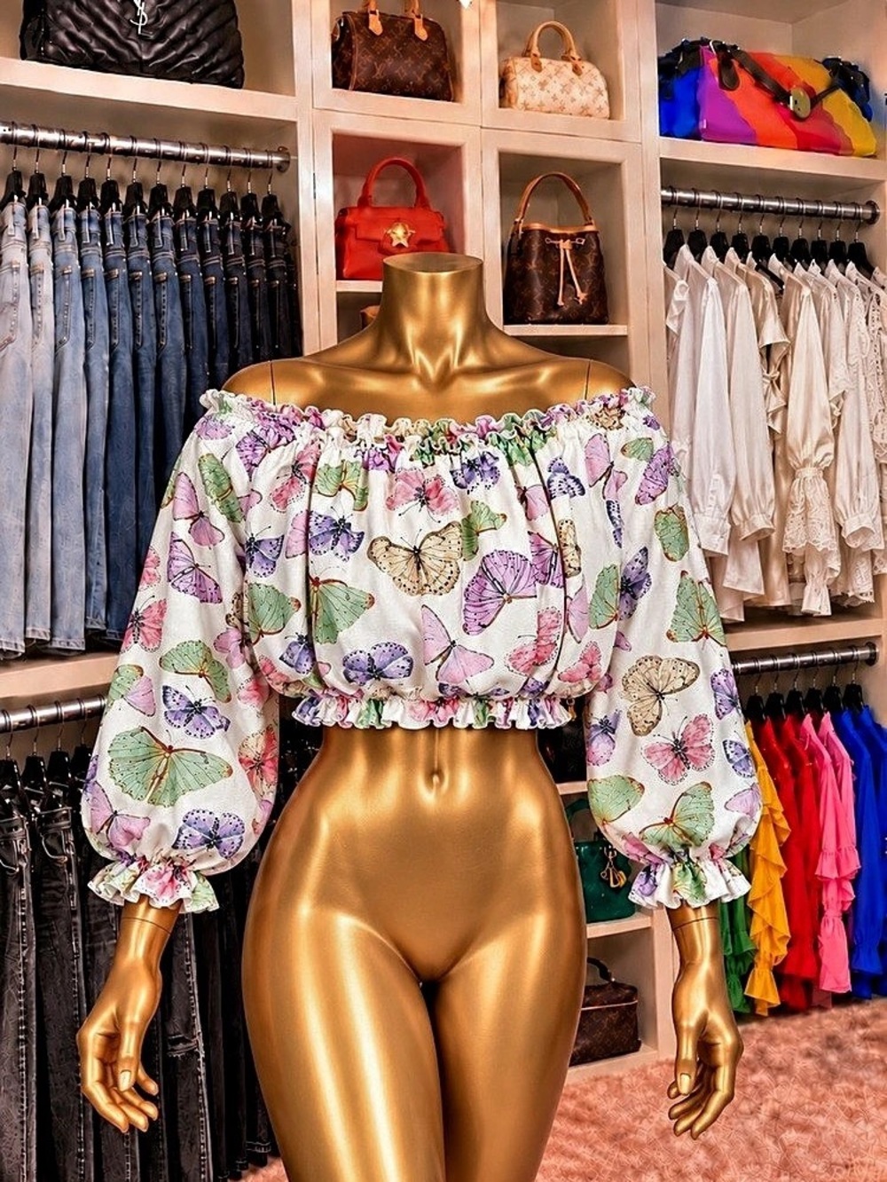 Butterfly Print Crop Top